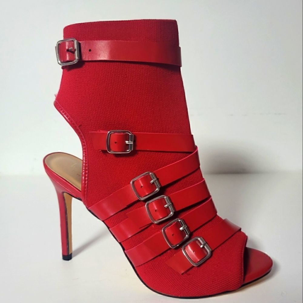 Nicole Miller open toe buckle heels